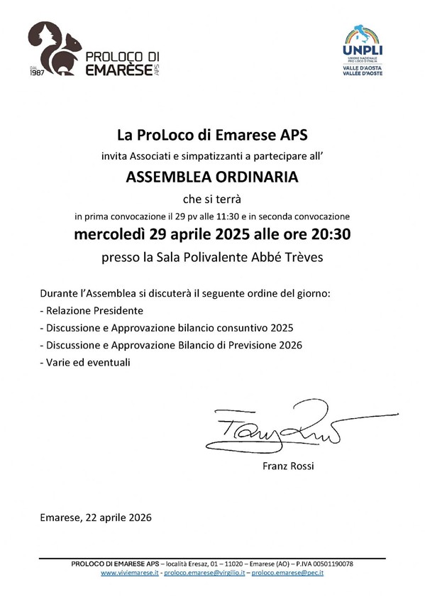 Assemblea Ordinaria della Proloco